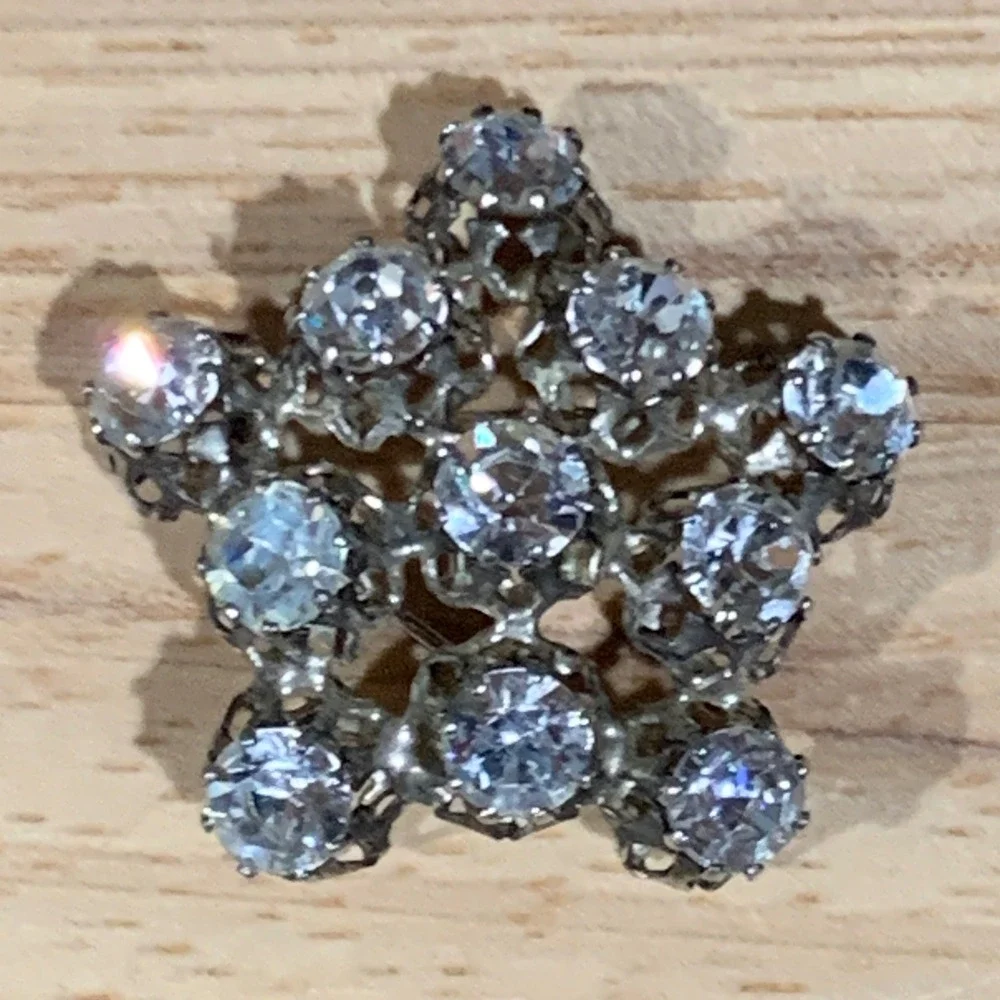 Austria Brooch Women OS Vintage Rhinestone Star Silver Tone Celestial MCM Pin